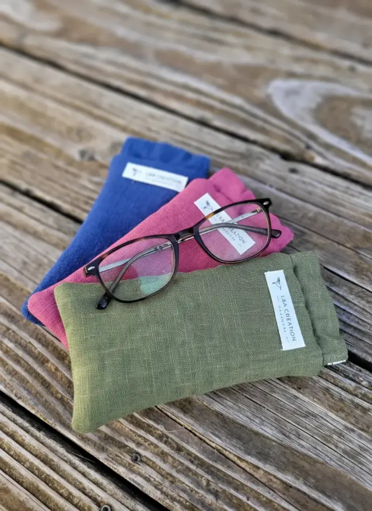 Etui à lunettes - lin - couleur au choix 