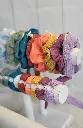 Bracelet en tissu et anneau en acier inoxydable - gaze de coton à pois doré - couleur au choix