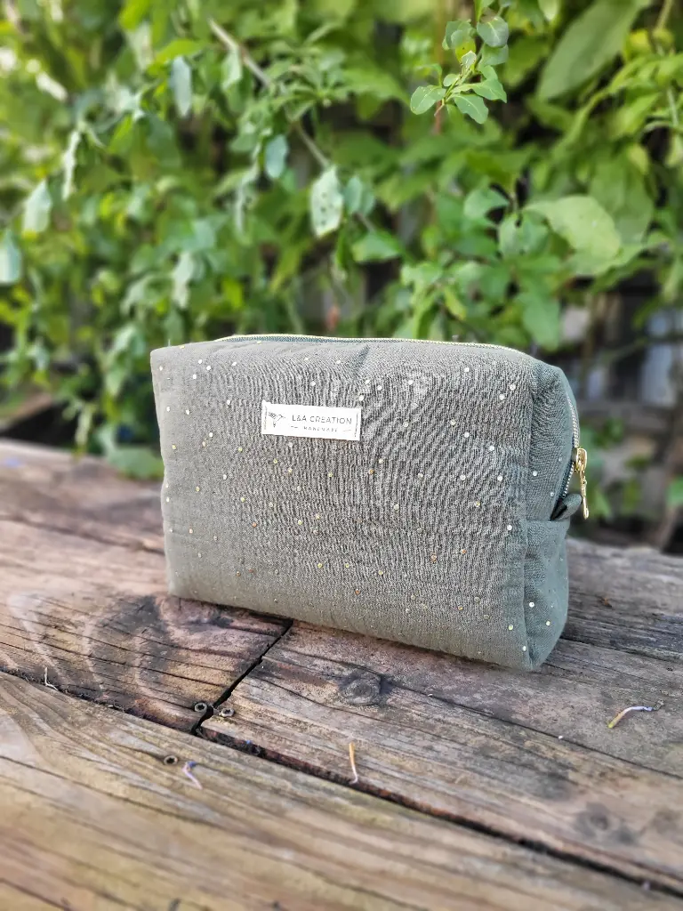 Trousse maquillage - petit vanity gaze de coton à pois - couleur au choix - SUR COMMANDE