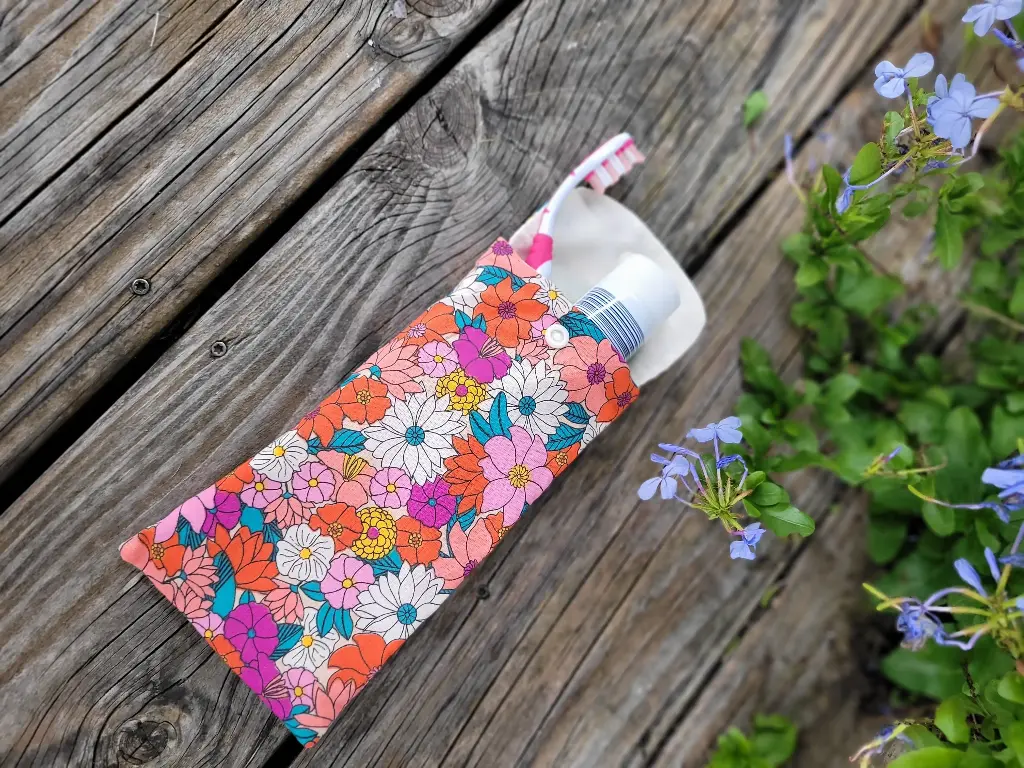 Etui de voyage pour brosse à dents et dentifrice - coton imprimé au choix