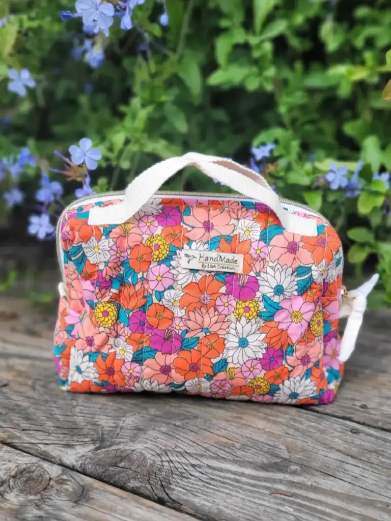 Trousse maquillage - petit vanity matelassée - coton imprimé au choix - SUR COMMANDE