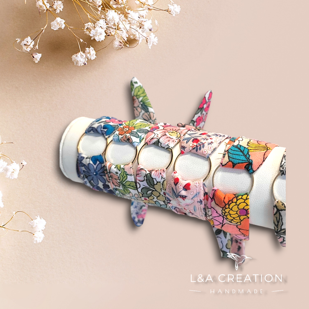 Bracelet en tissu et anneau en acier inoxydable - coton Liberty au choix