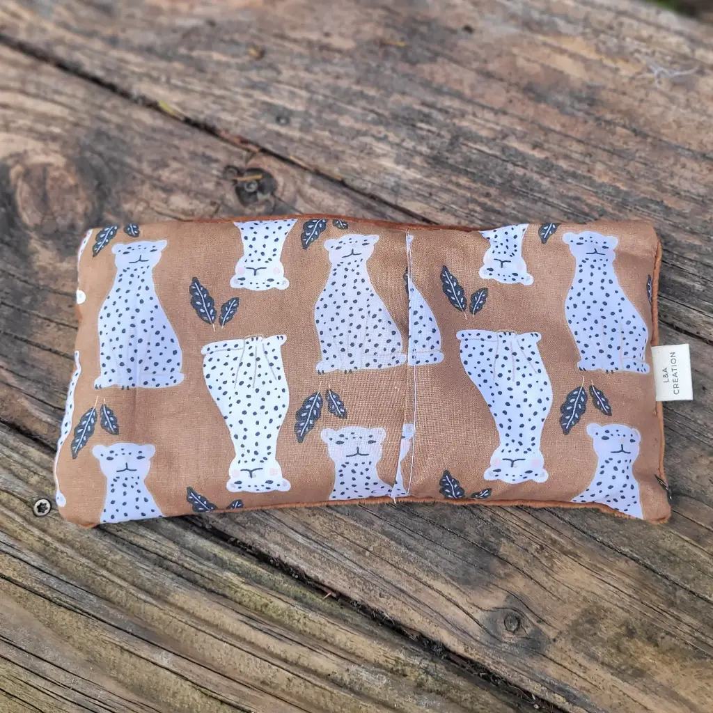 Bouillotte sèche petit format - bi-matière - coton imprimé enfant et polaire  minky- PERSONNALISABLE (1 Coeur taupe, Blanc, Non)