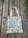 Tote Bag en lin vert tilleul et imprimé Vegan - Réversible - DISPONIBLE DE SUITE