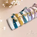 Bracelet en tissu et pendentif au choix en acier inoxydable - gaze de coton à pois doré - personnalisable et règlable
