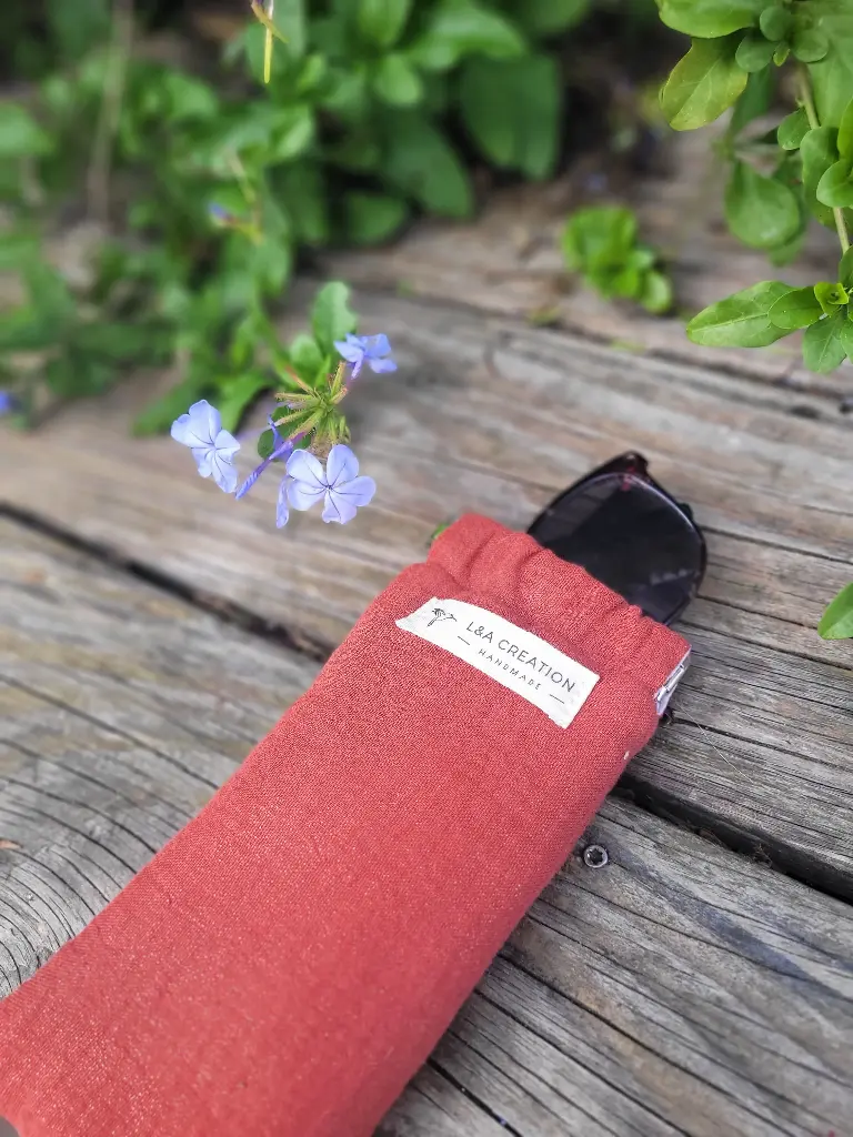 Etui à lunettes -  Gaze de coton BIO scintillante paillettes - couleur au choix (Chocolat)