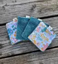 Lingette en coton imprimé enfant et Eponge bambou couleur au choix