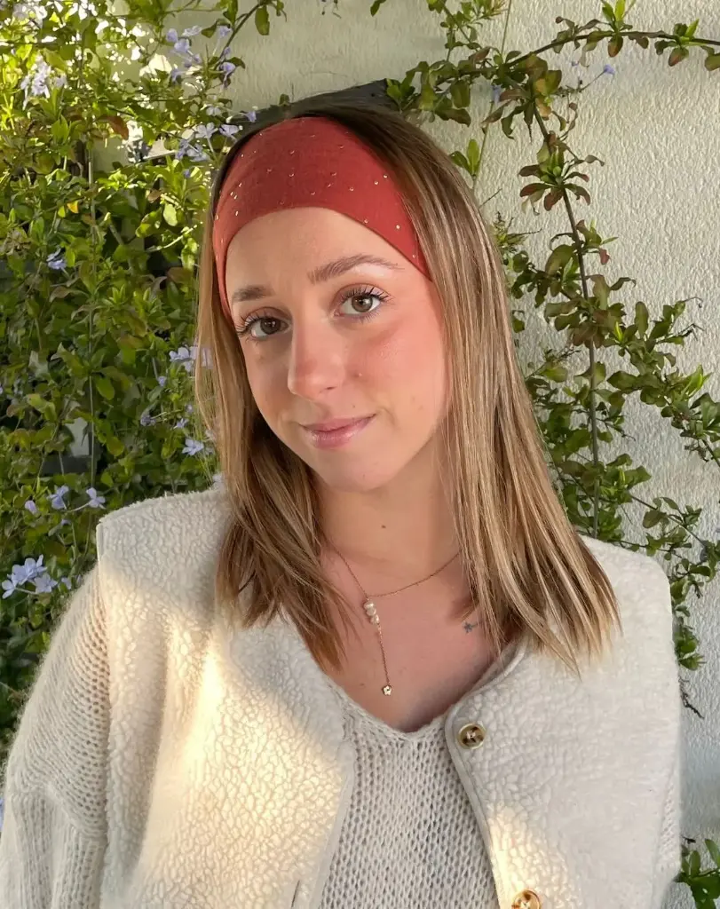 Bandeau cheveux en gaze de coton à pois dorés  -couleur au choix  (Ecru)