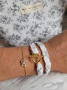 Bracelet en tissu et fermoir anneau  et pendentif au choix en acier inoxydable - gaze de coton BIO liberty - personnalisable