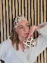 Bandeau de soins skincare démaquillage en gaze de coton BIO Léopard et Eponge bambou - plusieurs coloris