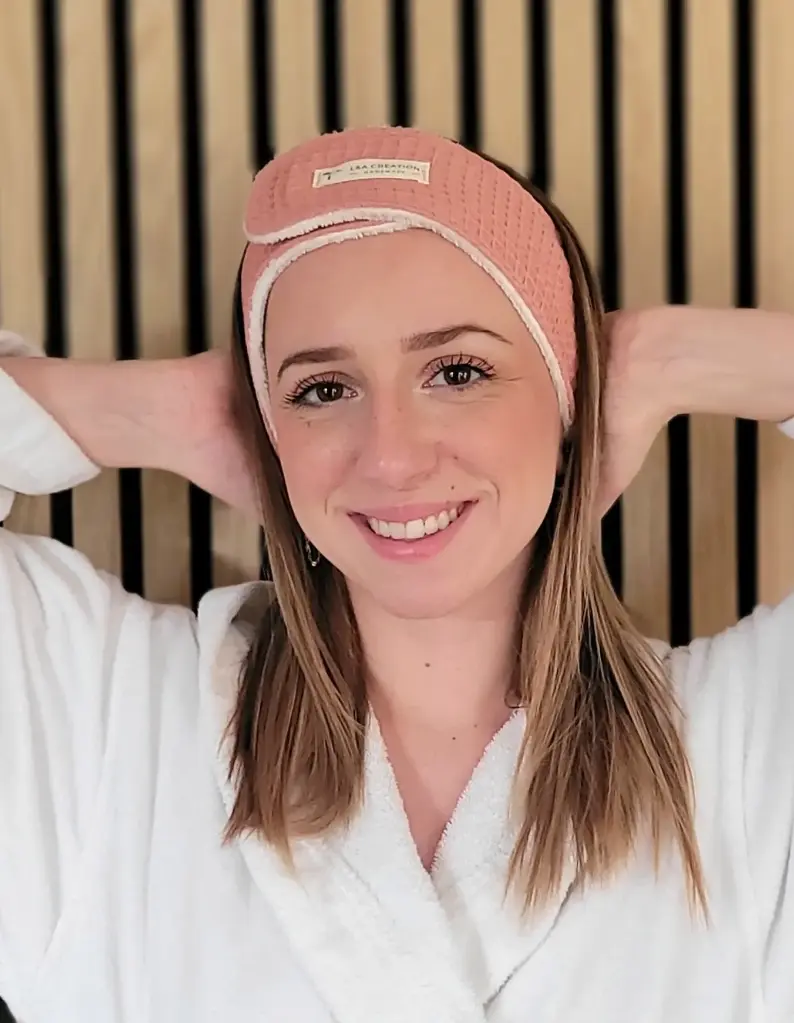 Bandeau de soins skincare pour maquillage en  coton nid d 'abeille BIO et Eponge bambou -  nombreux coloris