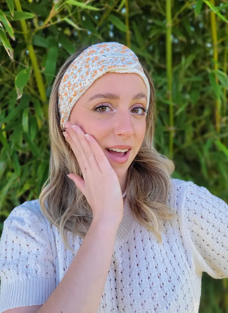 Bandeau de soin skincare maquillage en gaze de coton BIO imprimé et Eponge bambou - Nombreux Motifs