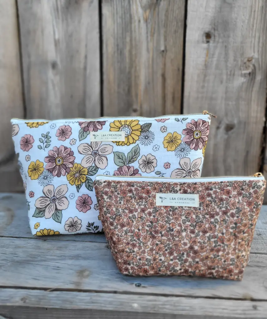 Trousse maquillage - Gaze de coton  BIO Liberty au choix - 2 tailles 