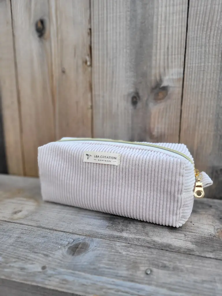 Trousse d'école ou maquillage en velours côtelé - personnalisable - SUR COMMANDE 