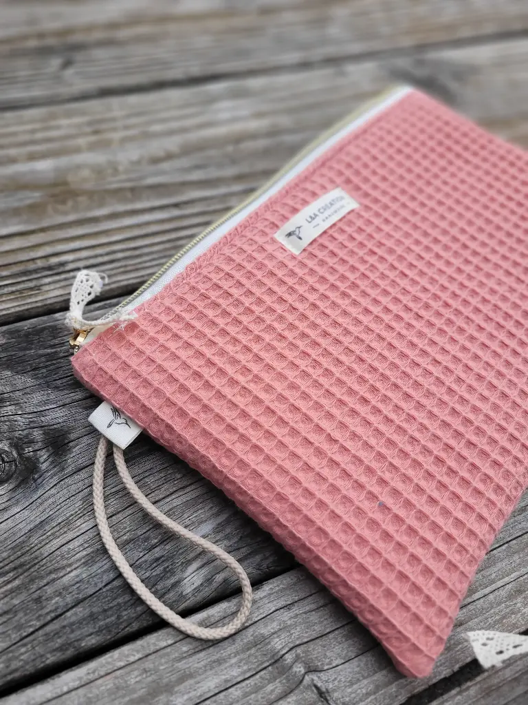 Pochette en coton nid abeille BIO - 4 tailles - couleur au choix - SUR COMMANDE 