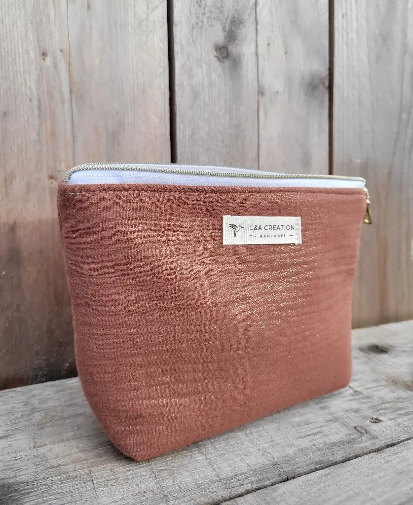 Trousse maquillage - pochette - en gaze de coton scintillante paillettes - 16 couleurs au choix - 2 tailles