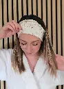Bandeau de soin skincare maquillage en gaze de coton BIO imprimé et Eponge bambou - Nombreux Motifs
