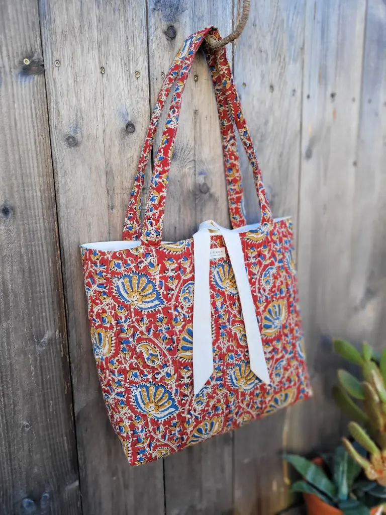 Sac matelassé Collection INDIA en coton Hand Block Print imprimé Indien -Pièce Unique - Taille M 