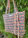 Sac matelassé Collection INDIA en coton Hand Block Print imprimé Indien -Pièce Unique - Taille M 