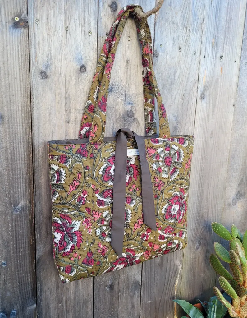 Sac matelassé Collection INDIA en coton HandBlock Print imprimé Indien -Pièce Unique 