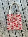 Tote Bag en lin corail et imprimé  fleurs - Réversible - EN STOCK Disponible de suite