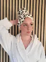 Serviette turban pour cheveux en gaze de coton imprimé BIO et Eponge bambou - motif au choix