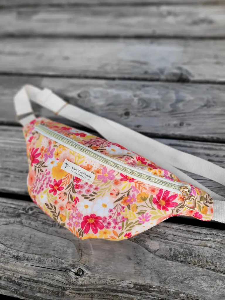 Sac Banane en gaze de coton BIO - Plusieurs imprimés - sangle amovible lurex (8 caracal, NON)