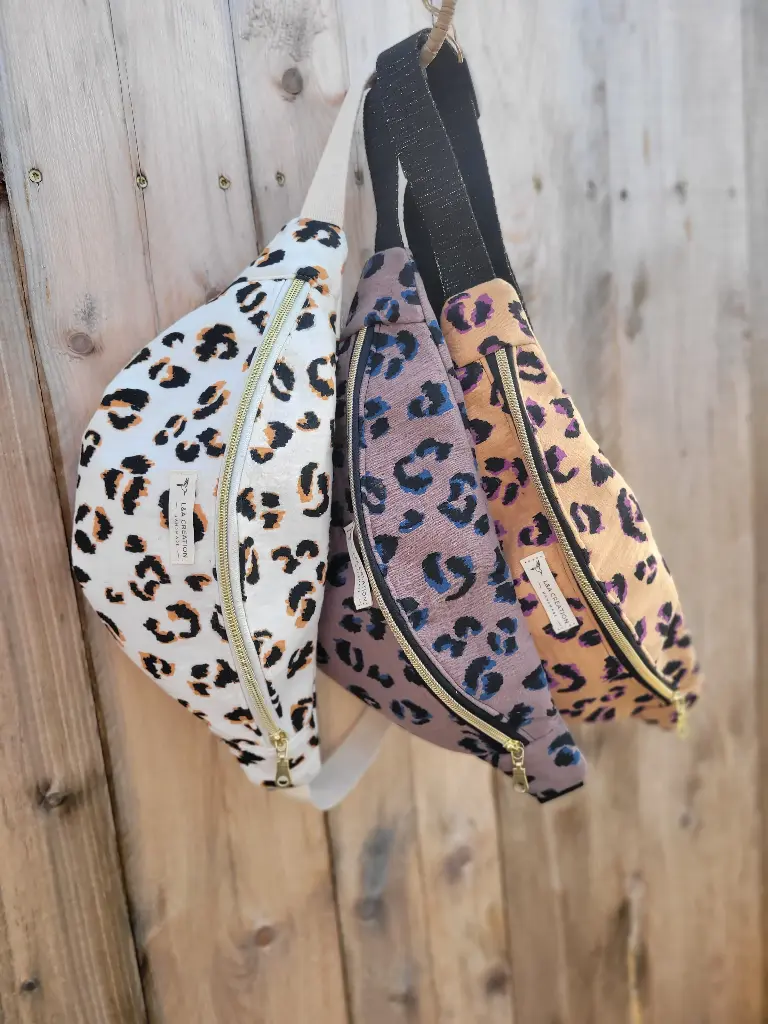 Sac Banane en coton BIO LEOPARD -  couleurs au choix