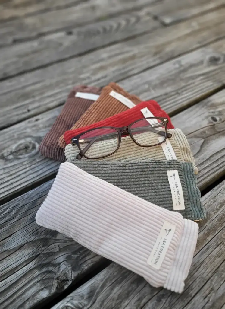 Etui à lunettes - velours côtelé - couleur au choix (Ecru)