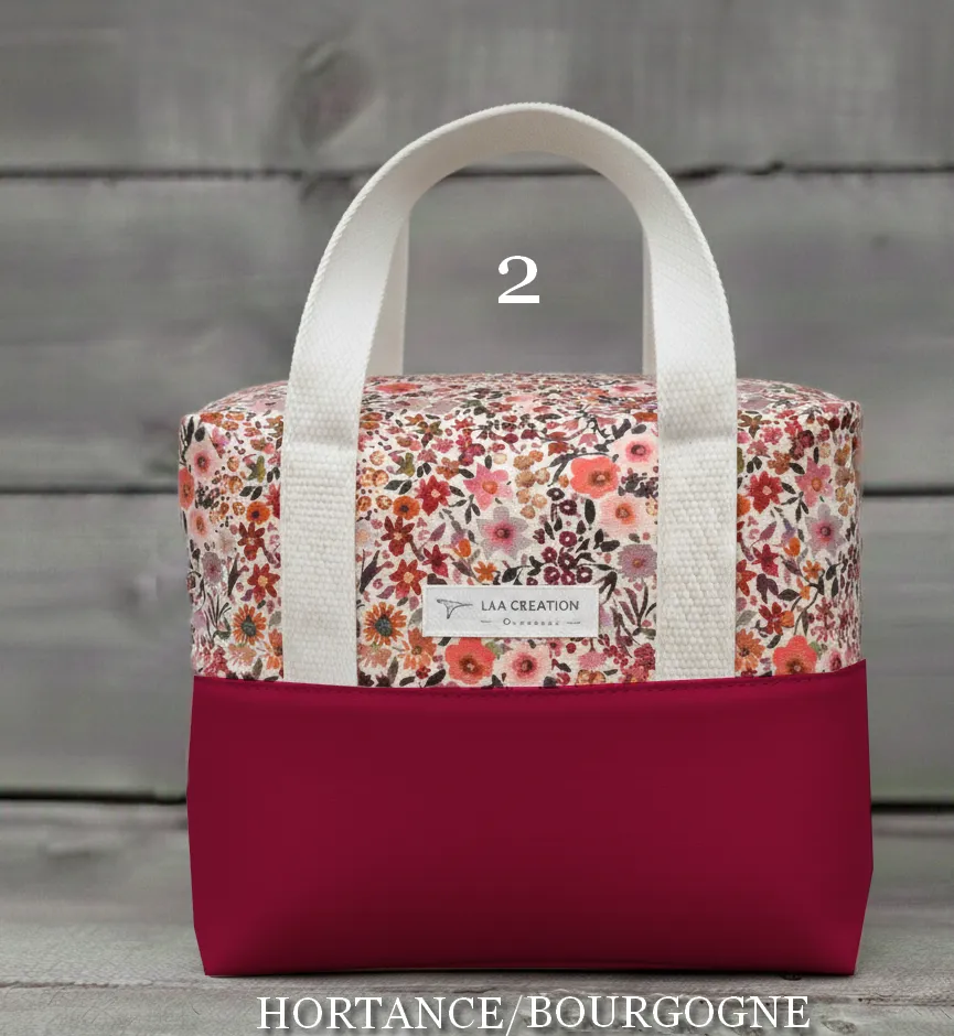 Lunch Bag Isotherme - coton imprimé et imperméable - personnalisable - SUR COMMANDE  (Taille S)