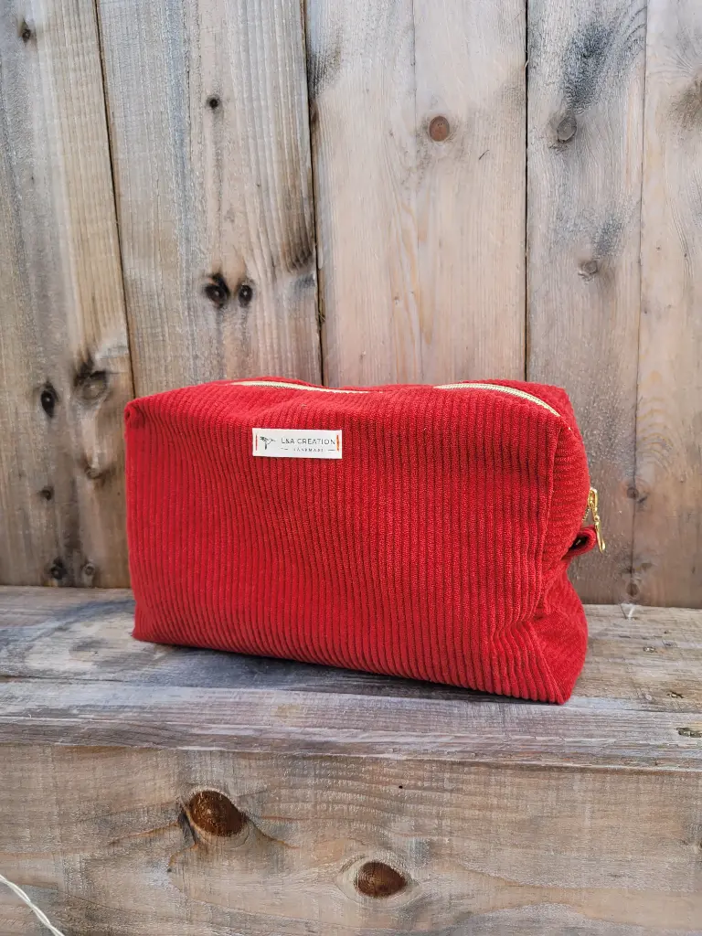Grande pochette trousse à maquillage en velours côtelé - personnalisable - SUR COMMANDE 