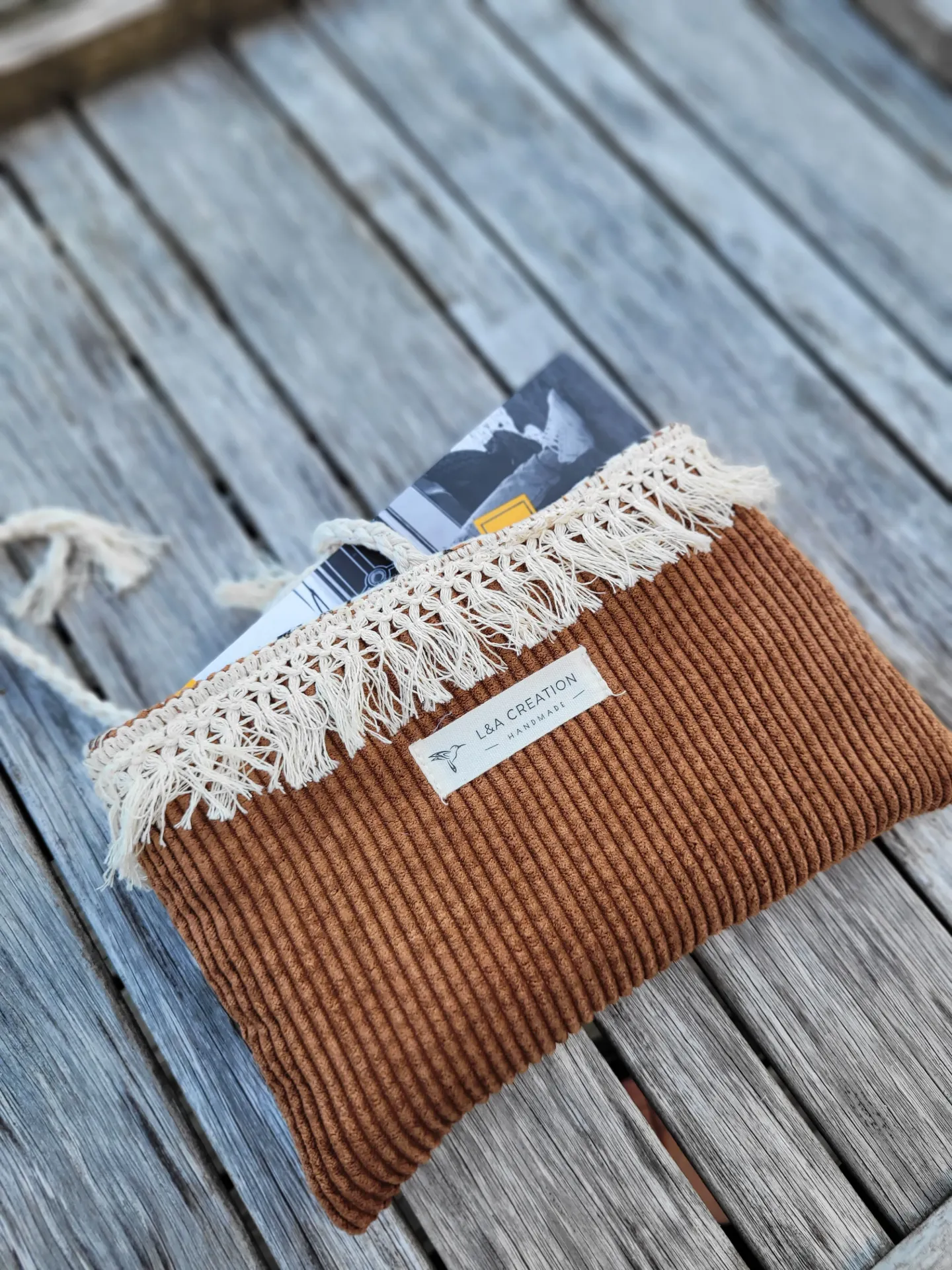 Protège livre, étui matelassé en velours côtelé et gaze de coton bio imprimé - 2 tailles - couleur au choix