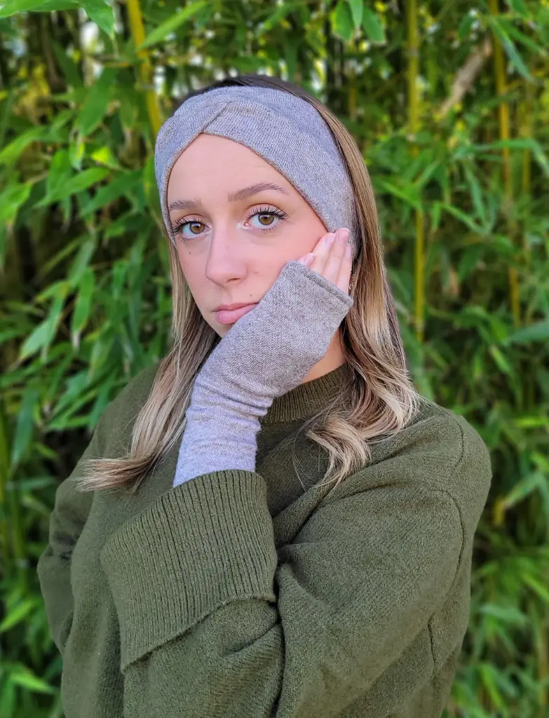 Bandeau et Mitaine tricot torsadé Edition Limitée - couleur et matière au choix