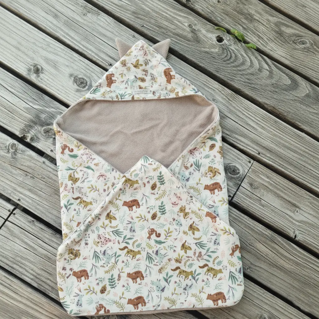 Cape de bain éponge et coton imprimé enfant au choix  - PERSONNALISABLE SUR COMMANDE  