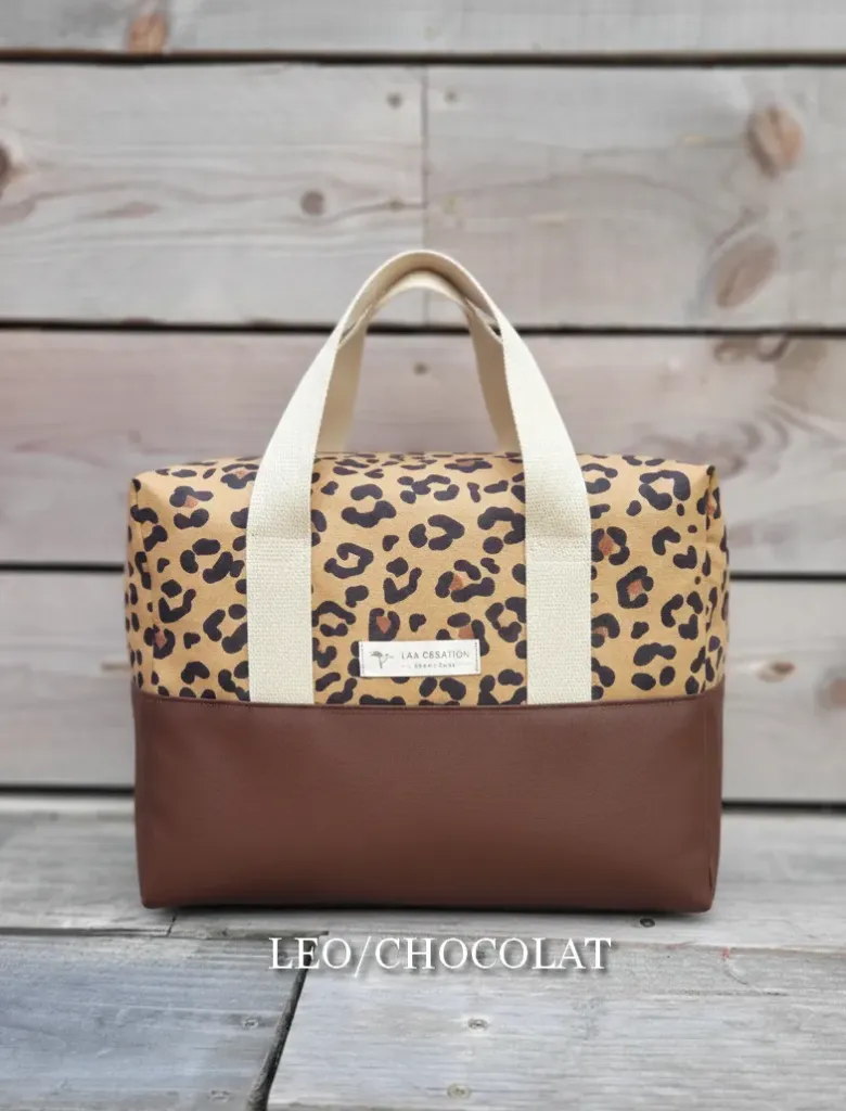 Lunch Bag Isotherme - coton imprimé et imperméable - motifs au choix - SUR COMMANDE  (Taille S, 1 Léo/Choco)
