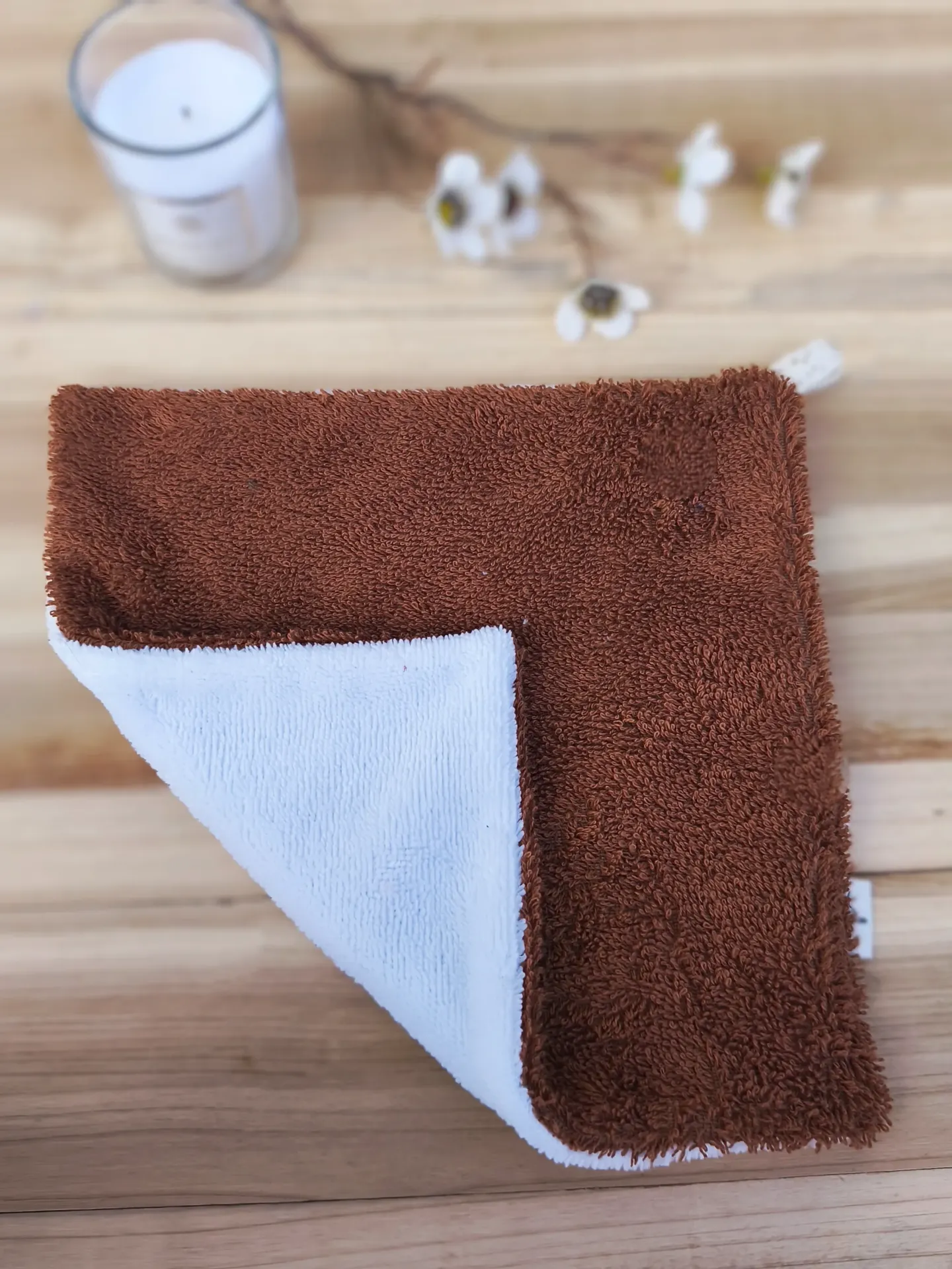 Petite serviette de soin visage Eponge et bambou - routine Skincare - couleur au choix