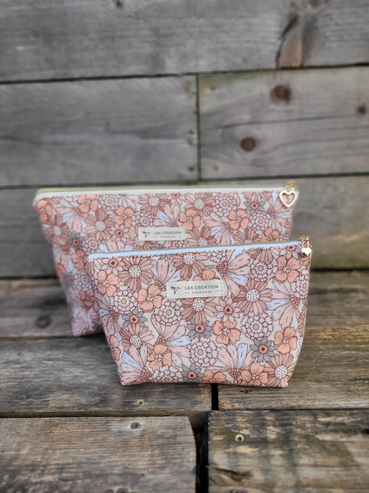 Trousse pochette à maquillage imperméable - Gaze de coton  BIO - imprimé au choix - 2 tailles