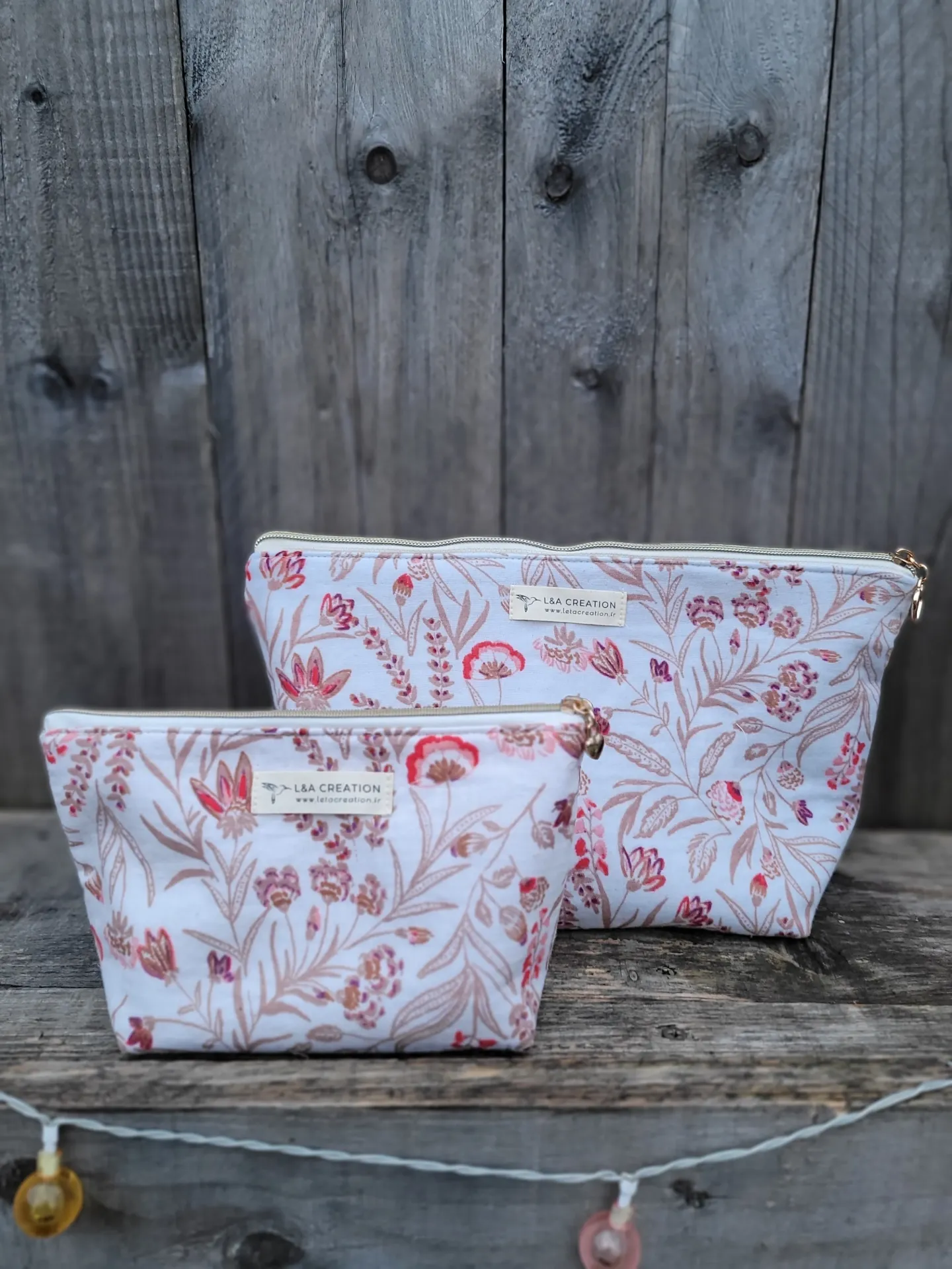 Trousse pochette à maquillage imperméable - Gaze de coton  BIO - imprimé au choix - 2 tailles