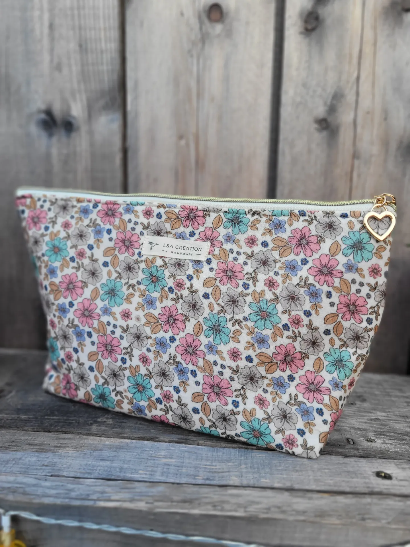 Trousse pochette à maquillage imperméable - Gaze de coton  BIO - imprimé au choix - 2 tailles