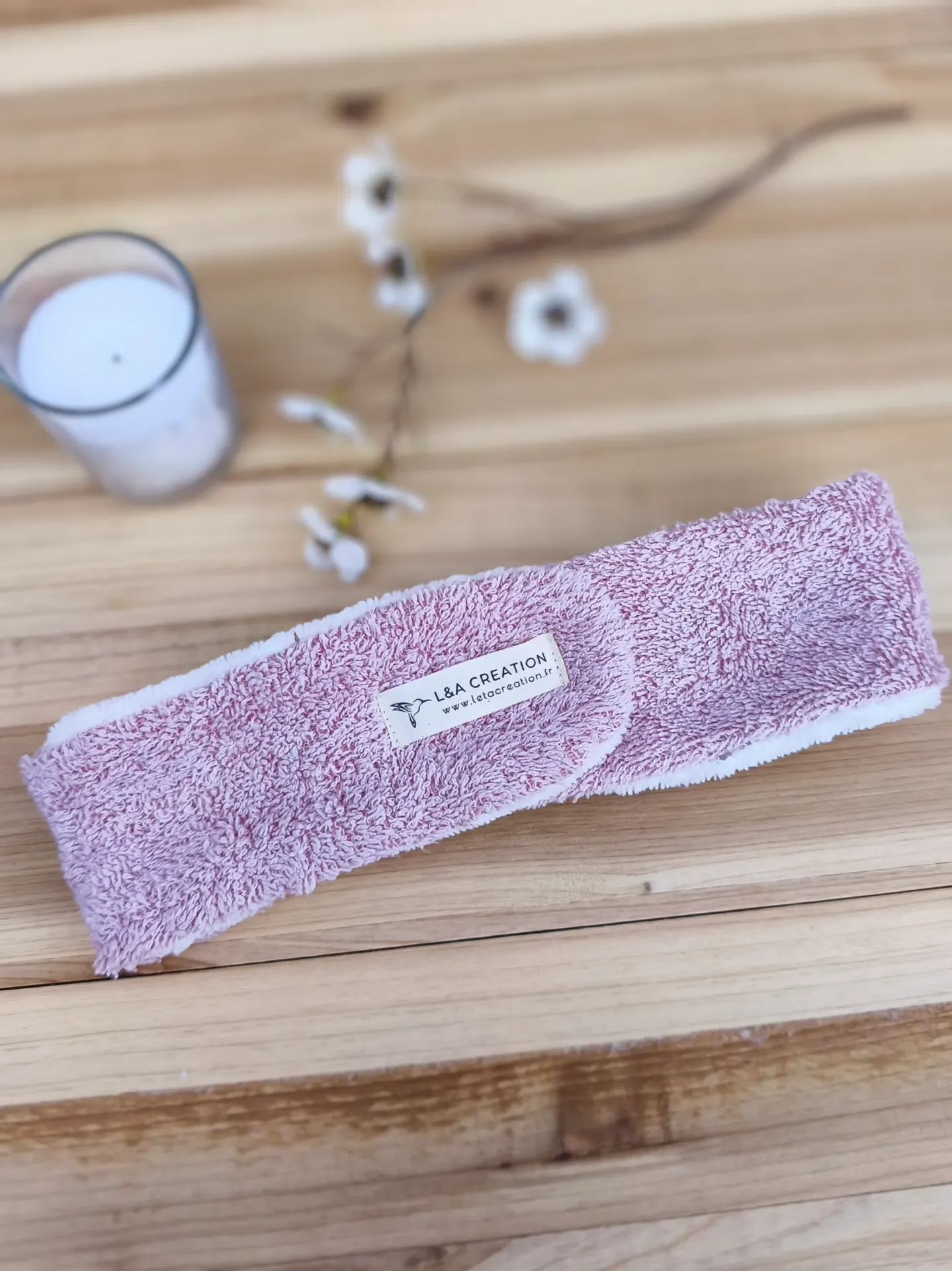 Bandeau de soin skincare maquillage en gaze de coton BIO imprimé et Eponge microfibre de bambou -  Motifs au choix