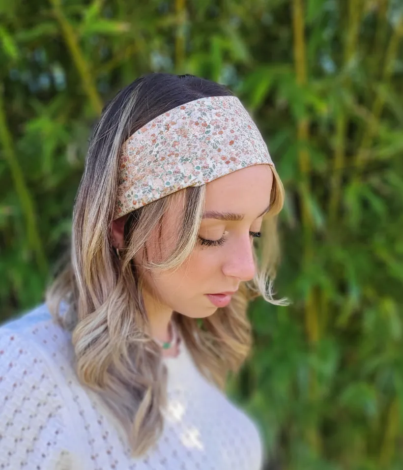 Bandeau cheveux en gaze de coton BIO imprimé - plusieurs motifs au choix (Léo)