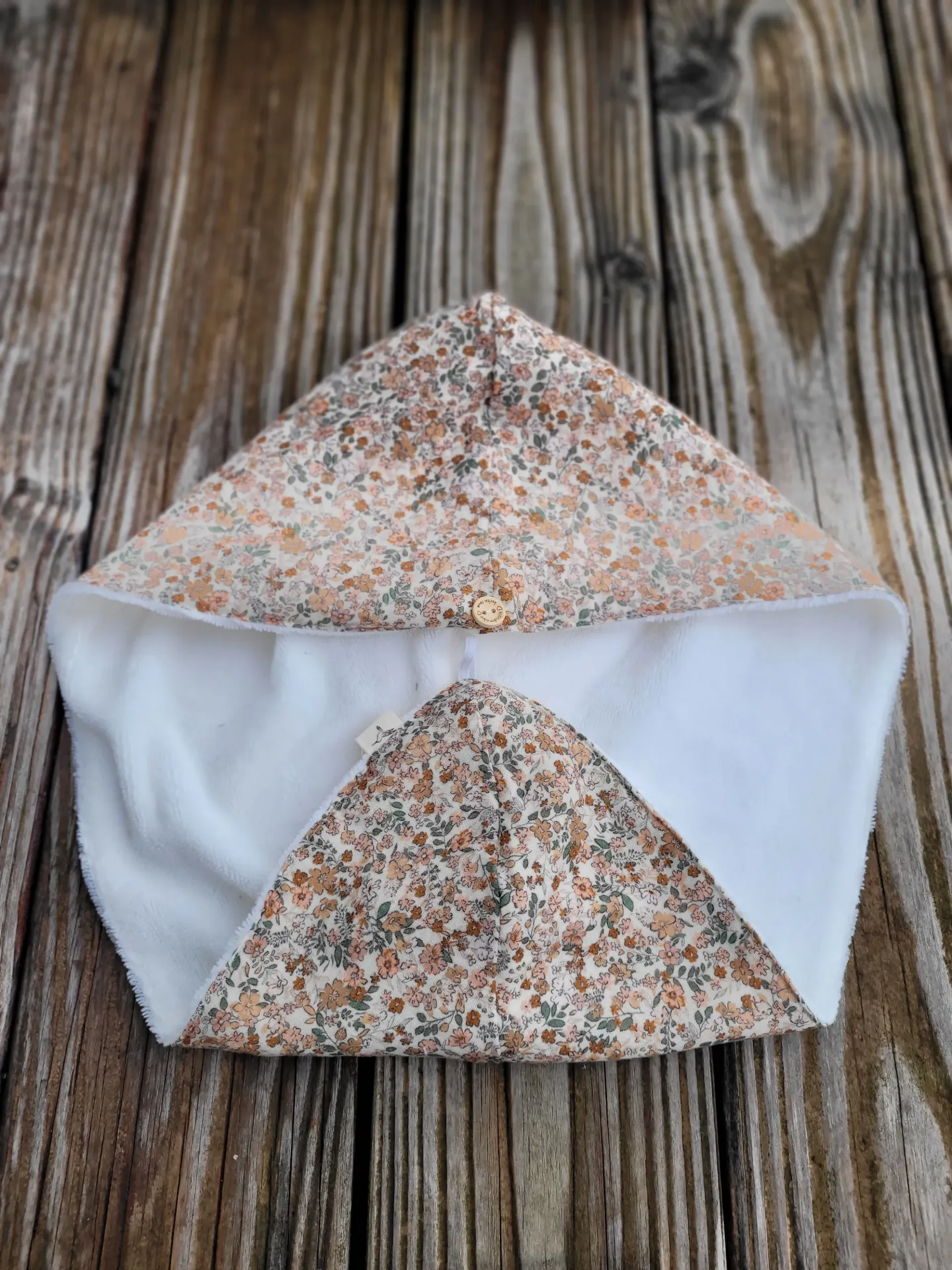 Serviette turban pour cheveux en gaze de coton imprimé BIO et Eponge bambou - routine skincare - soin cheveux - imprimé au choix (Alma)