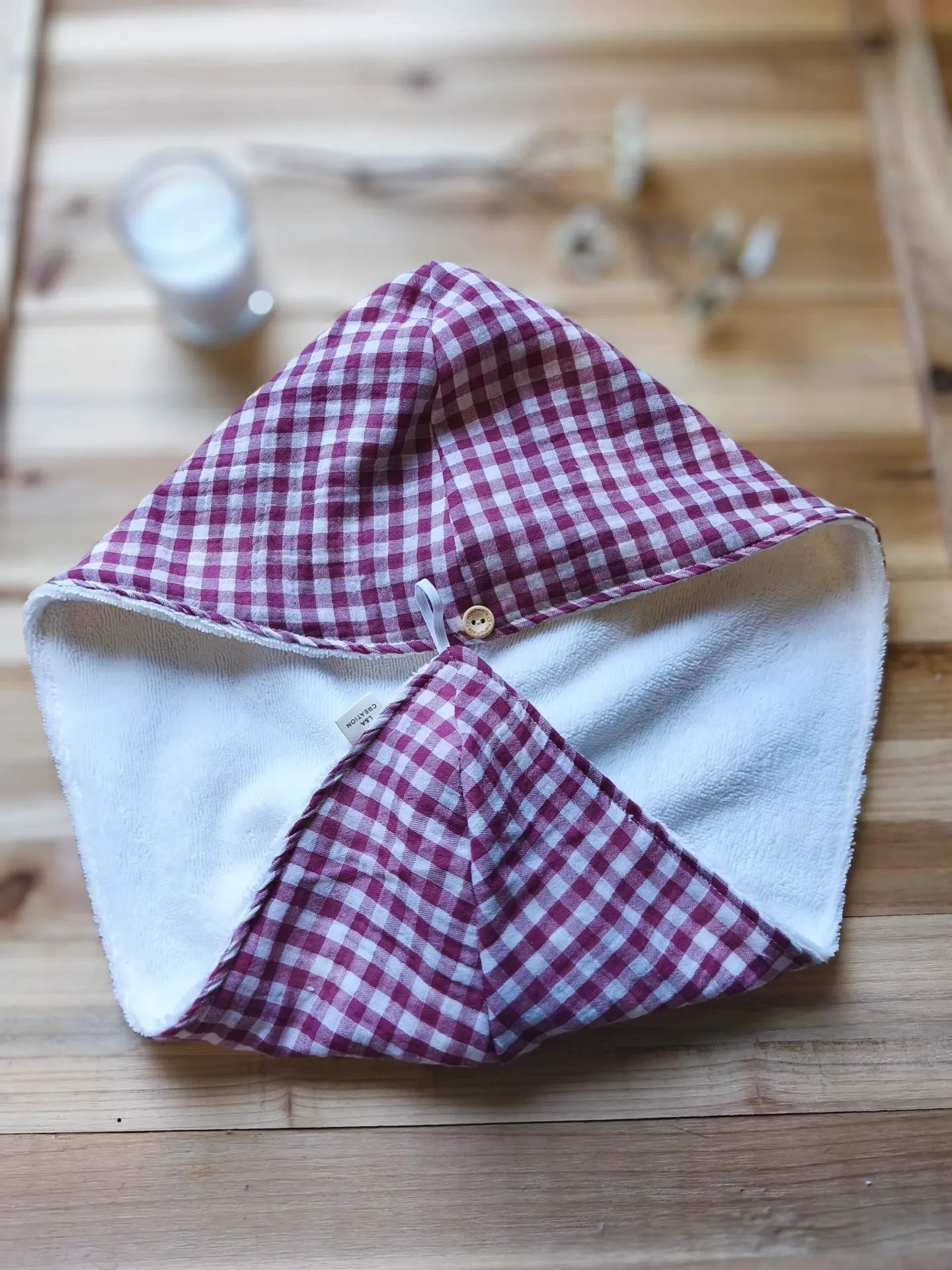 Serviette turban pour cheveux en gaze de coton imprimé BIO et Eponge bambou - routine skincare - soin cheveux - imprimé au choix