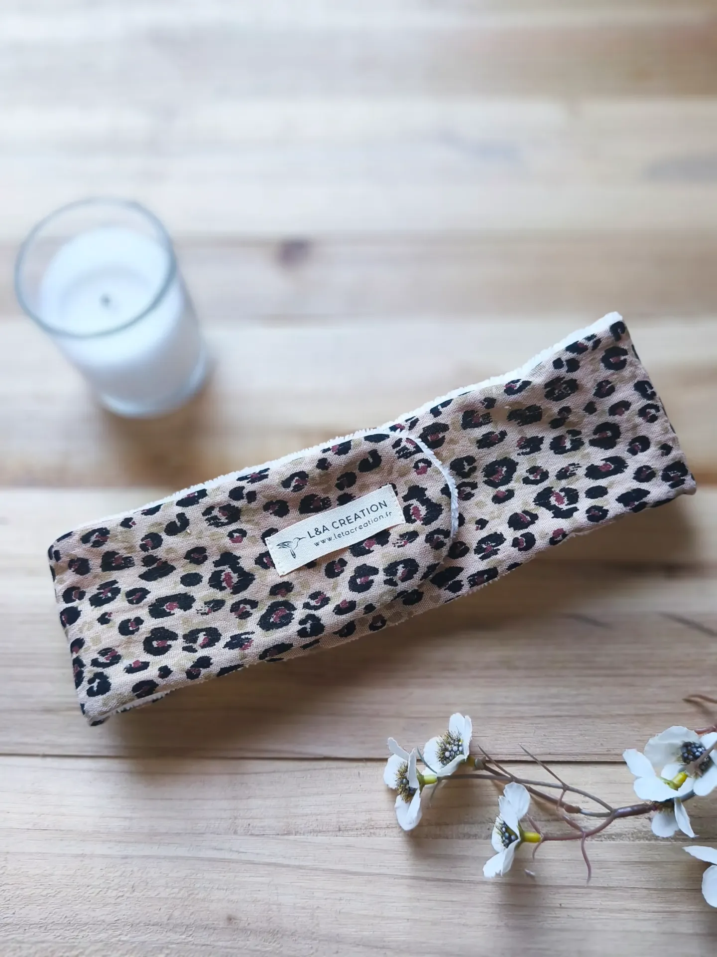 Bandeau de soin skincare maquillage en gaze de coton BIO imprimé et Eponge microfibre de bambou - routine Skincare - Motifs au choix