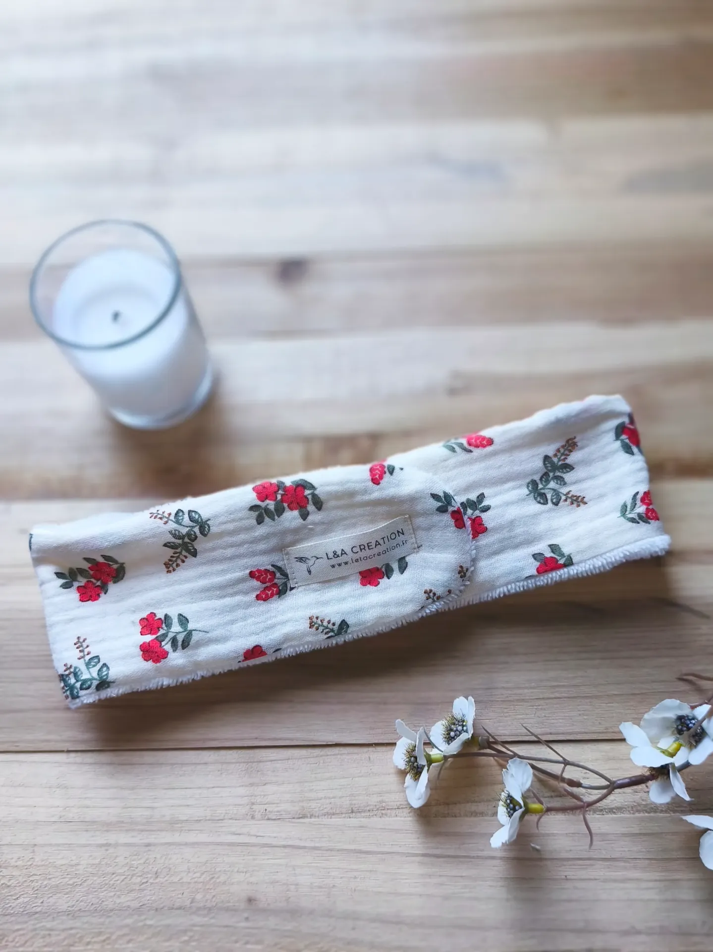 Bandeau de soin skincare démaquillage, réglable, en gaze de coton BIO imprimé et Eponge microfibre de bambou - routine Skincare - Motifs au choix