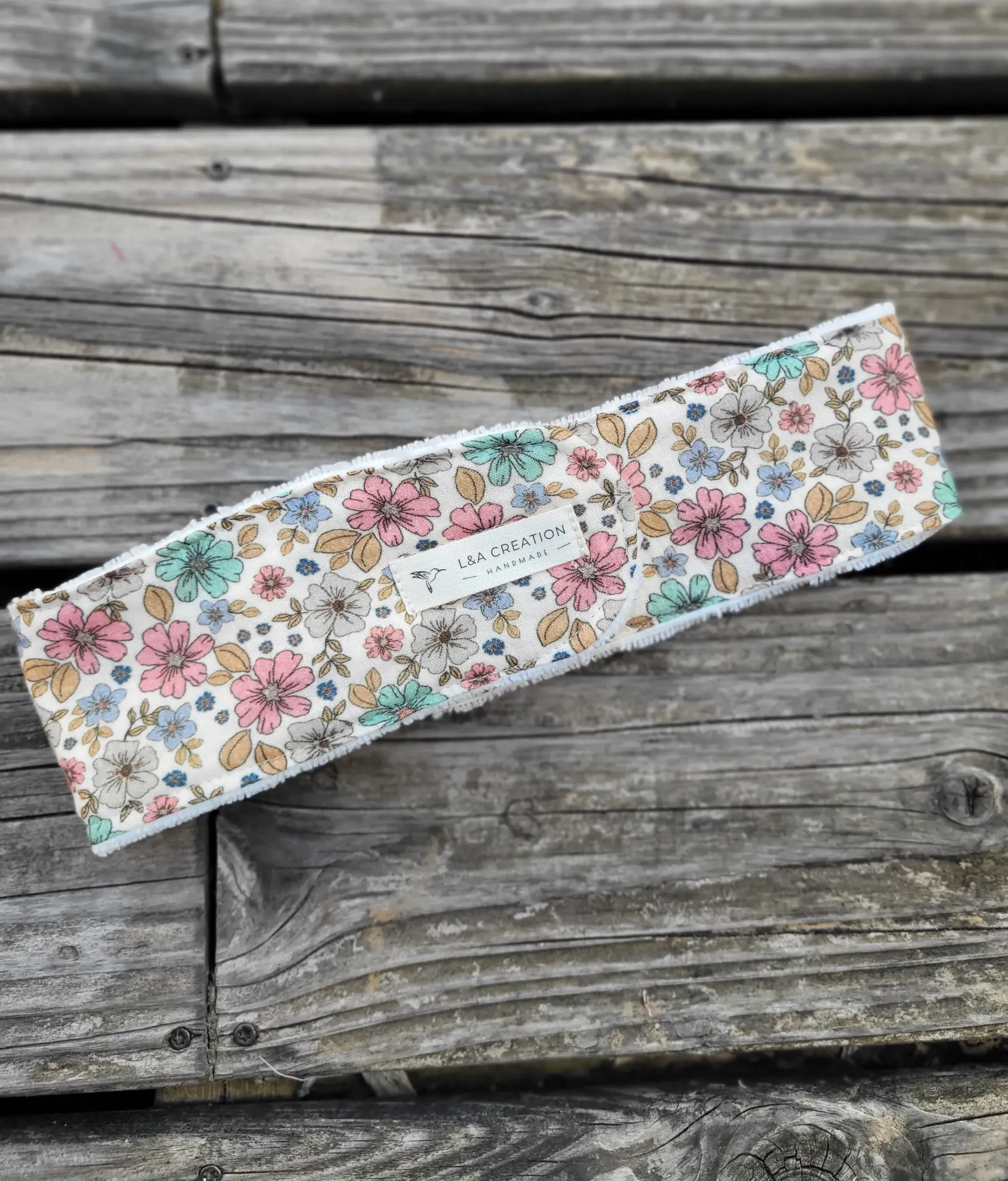 Bandeau de soin skincare maquillage en gaze de coton BIO imprimé et Eponge microfibre de bambou -  Motifs au choix