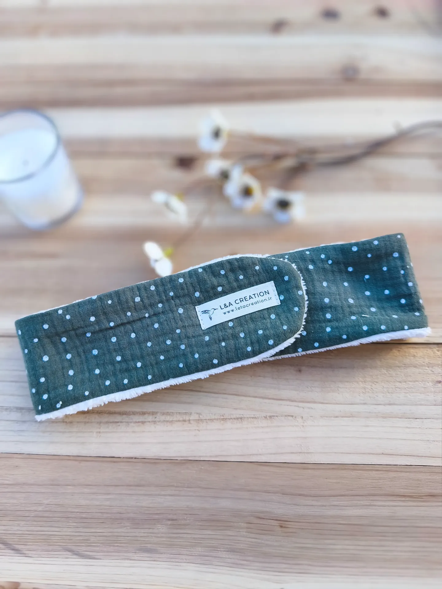Bandeau de soin skincare démaquillage, réglable, en gaze de coton BIO imprimé et Eponge microfibre de bambou - routine Skincare - Motifs au choix