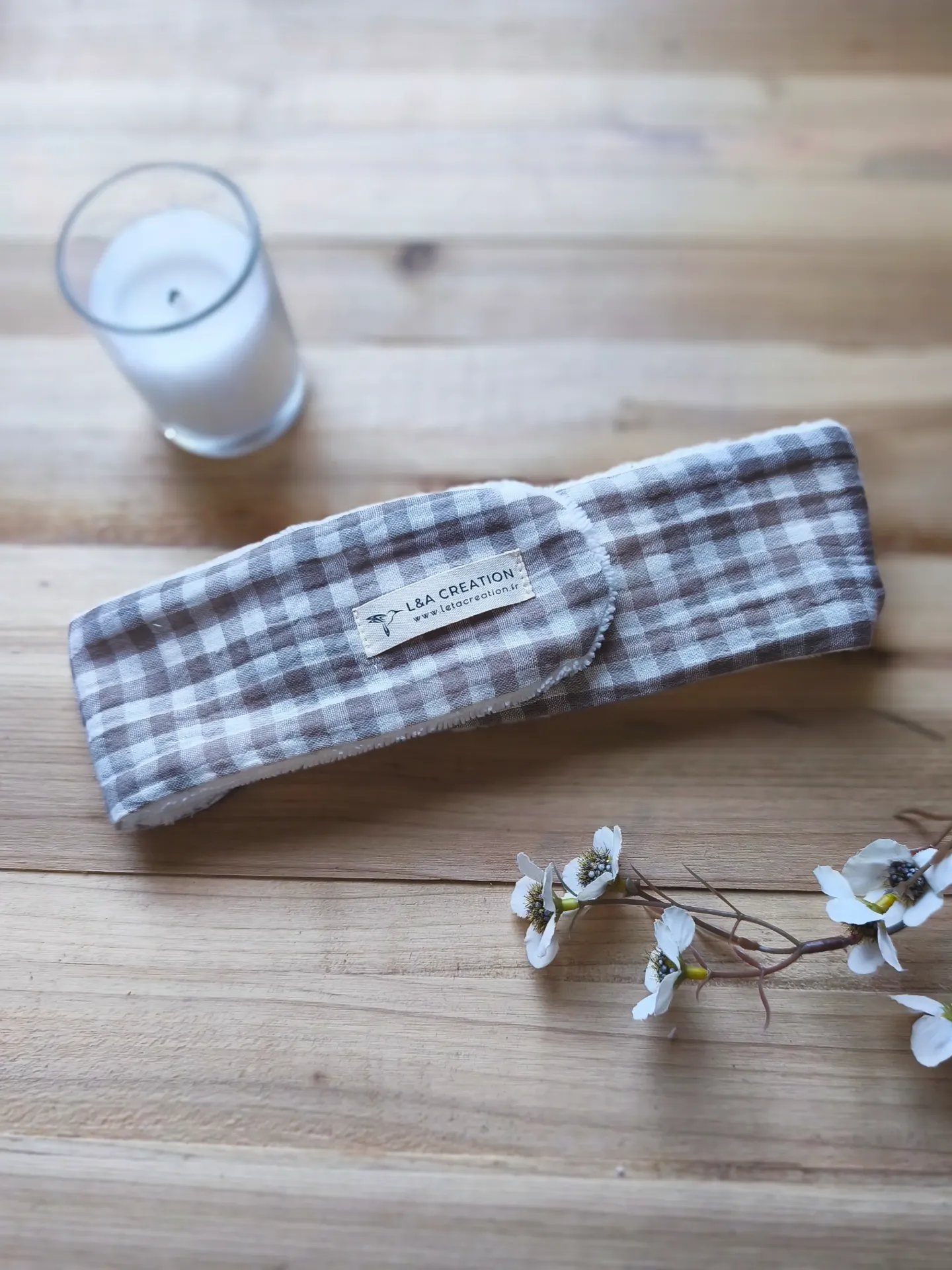Bandeau de soin skincare démaquillage, réglable, en gaze de coton BIO imprimé et Eponge microfibre de bambou - routine Skincare - Motifs au choix
