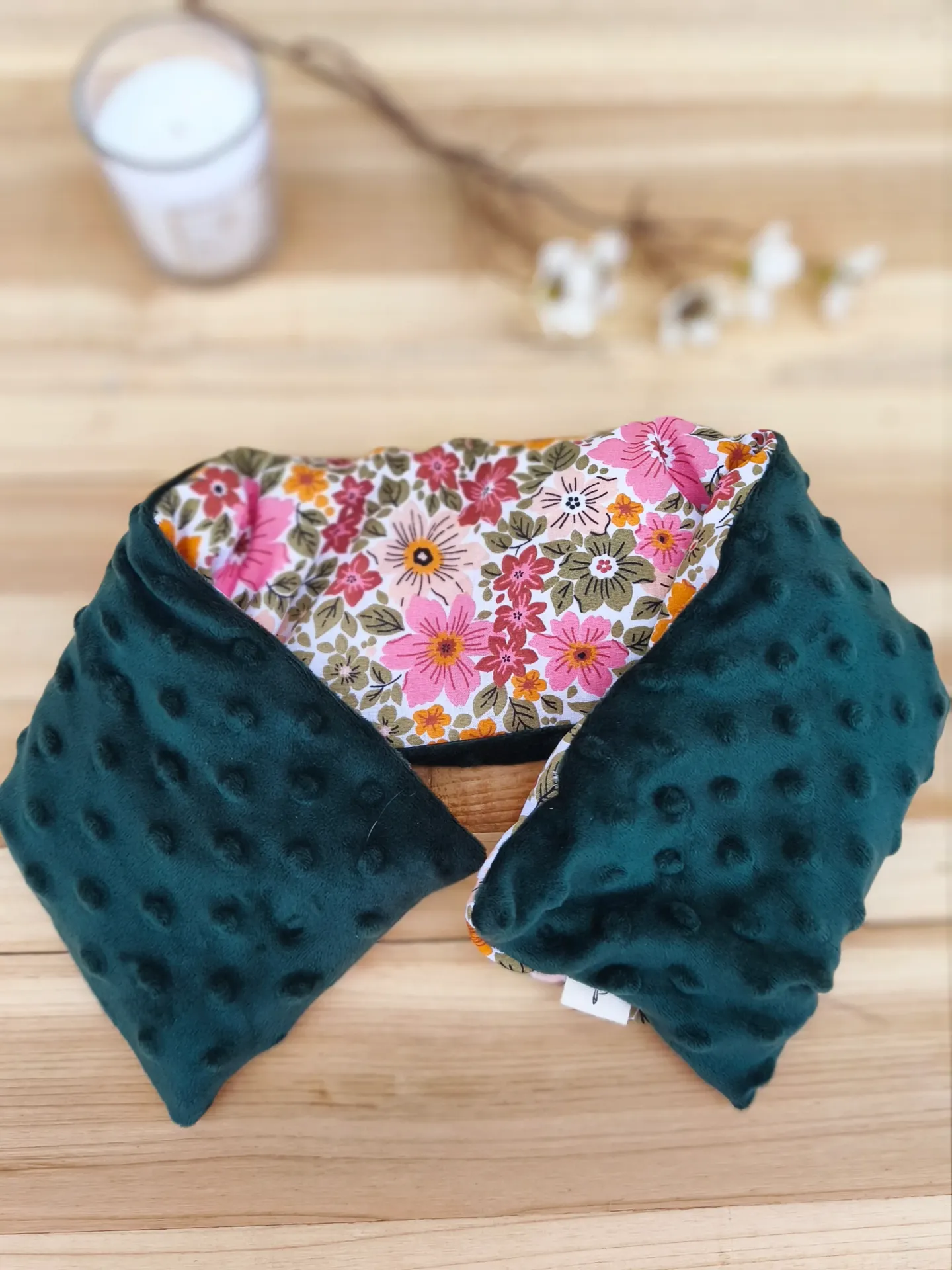 Bouillotte sèche à base de Riz - Bi-Matière - Coton imprimé et Polaire douce -Personnalisable (1, Ecru, Non)