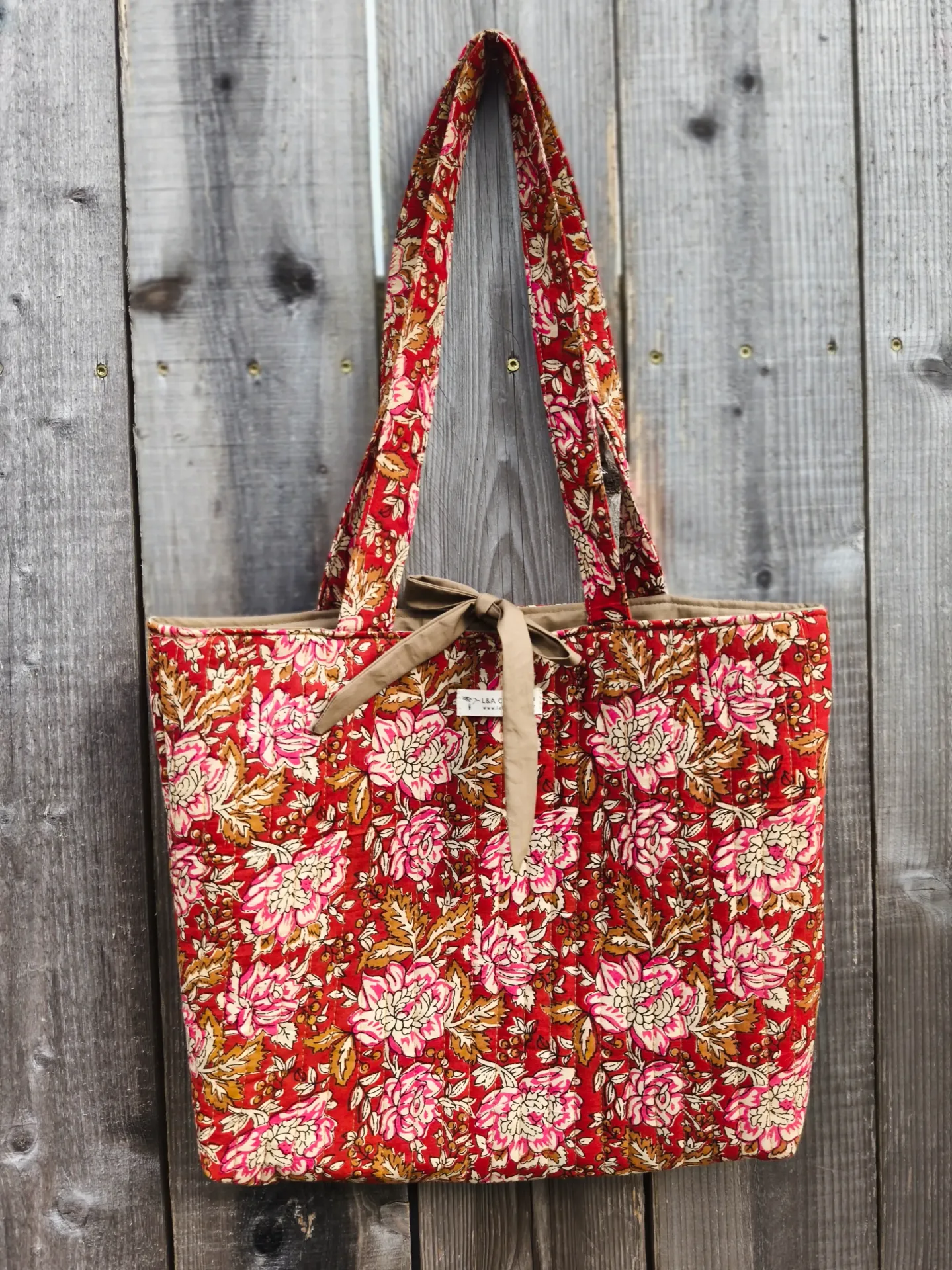 Sac cabas matelassé en coton Indien - Collection India - HandBlock Print - Edition limitée - Création Artisanale Française